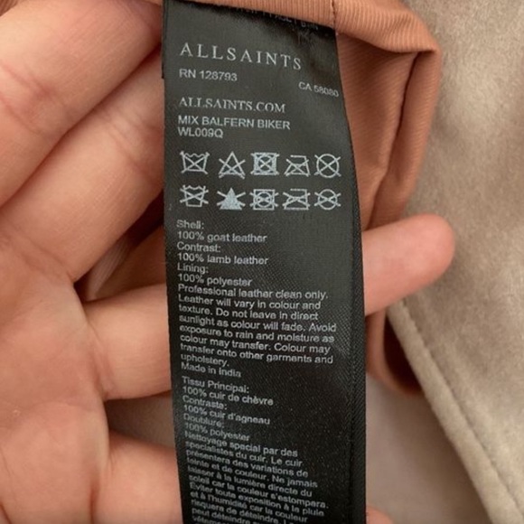 All Saints Pink Balfern Suede & Leather Biker Jacket - Size 4 - Picture 11 of 14